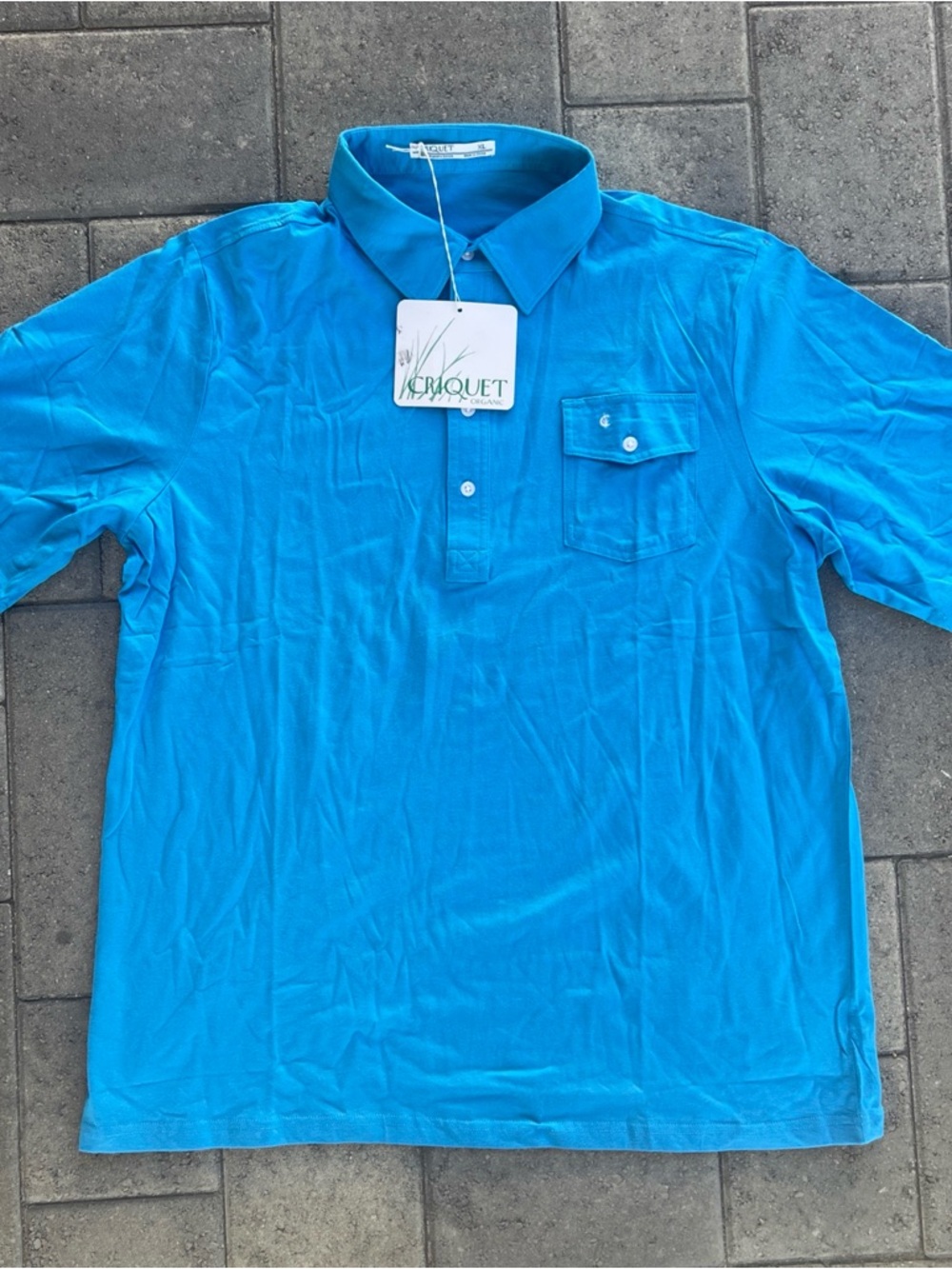 NWT Criquet Men's XL Blue Short Sleeve Polo Shirt